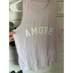 Spiritual Gangster Amore Muscle Tank Top Lilac Purple Graphic Yoga Womens XS